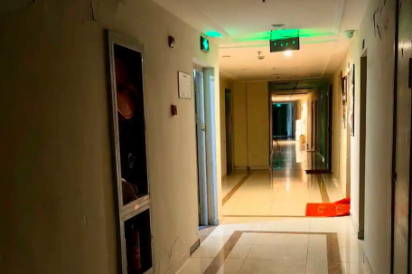 女子被疑患精神病邻居多次持刀砍门