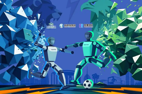 国内首场机器人3V3足球赛开赛 