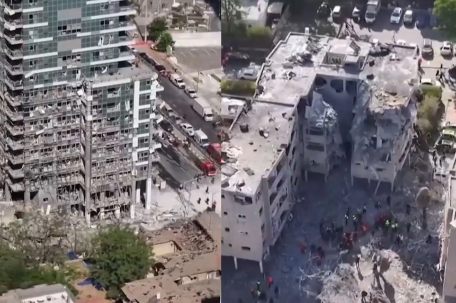 航拍以色列被炸CBD区：高楼受损严重 