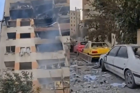 德黑兰遭以军空袭后楼被轰穿