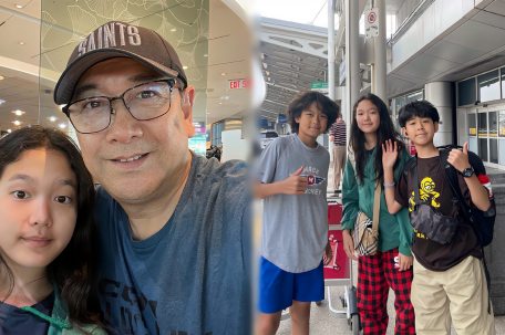 央视主持人水均益回国 龙凤胎罕露面