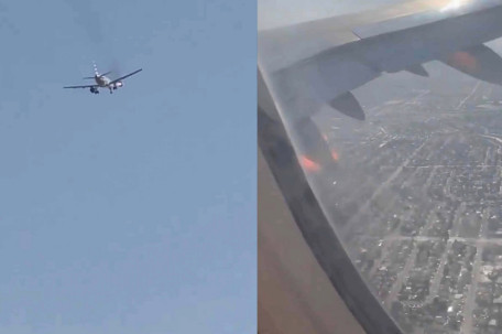 美国一载159人客机发动机起火