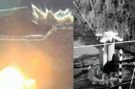 美公布打击伊朗巨型钻地弹试爆画面