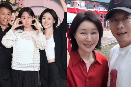 演员房子斌杨雨婷送女儿参加高考